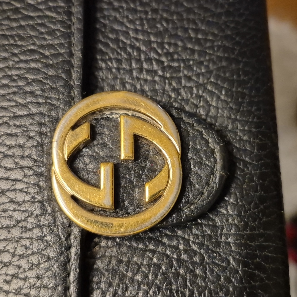 Gucci Black Leather Wallet with Gold Logo - Picture 4 of 7